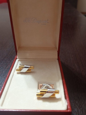 Μανικετόκουμπα S.T. Dupont Paris vintage δίχρωμα χρυσά και ασημί