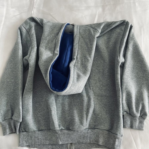 Zipped hoodie like new, gray with blue hood, size XS