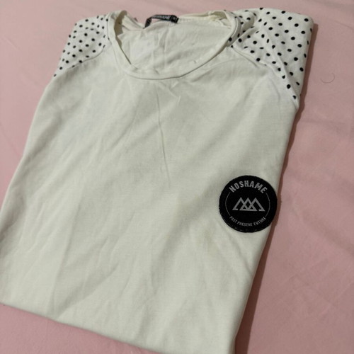 NoShame T Shirt men's white medium used with sleeve design