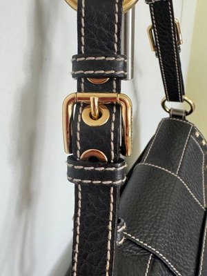 Dolce & Gabbana leather shoulder bag like new, black with gold details