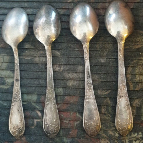 Vintage 4 silver-plated Russian spoons like new