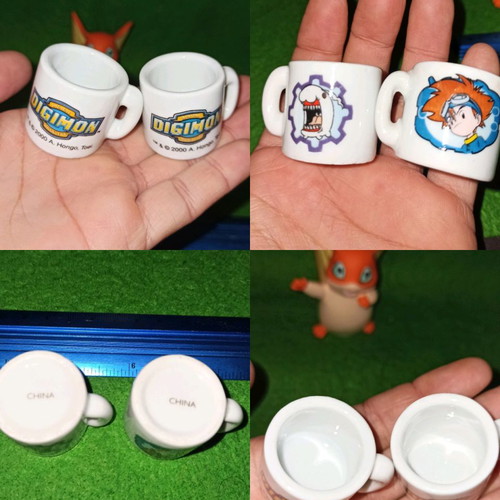 Digimon Patamon figure 1999 and two mini cups used