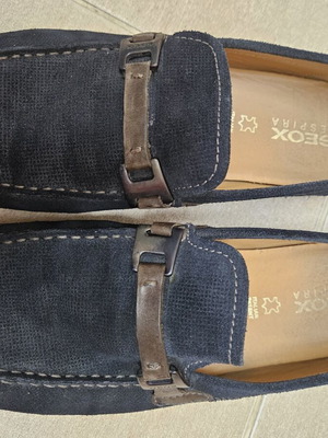 Geox men's loafers suede navy with tan details like new size 43