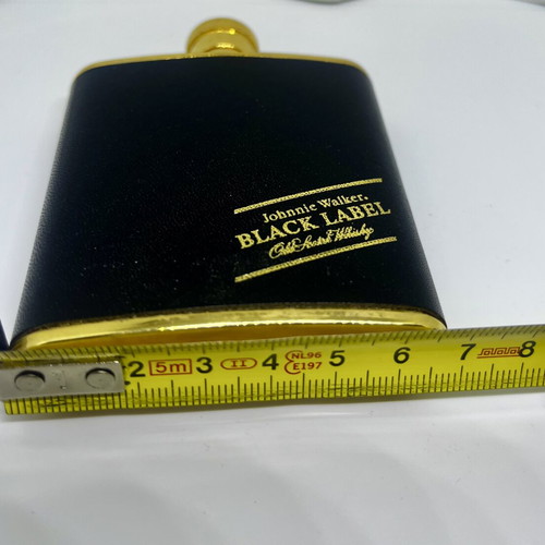Johnnie Walker Black Label vintage hip flask, like new, gold plated