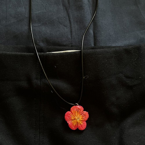 Pink flower necklace, handmade from scratch