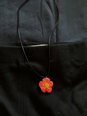 Pink flower necklace, handmade from scratch