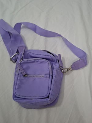 Miss Shop purple waterproof fabric crossbody bag with three pockets
