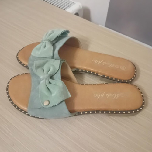 Women's turquoise slippers, size 38