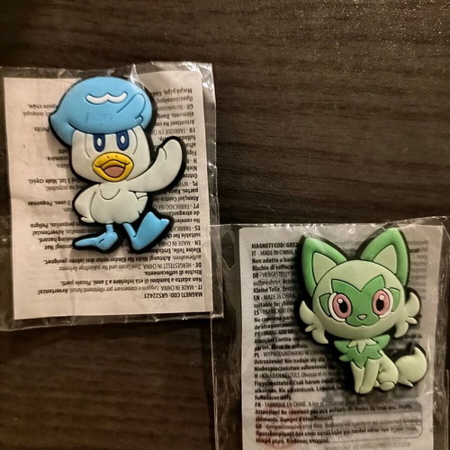 Collectible Pokemon magnets Quaxly and Sprigatito new