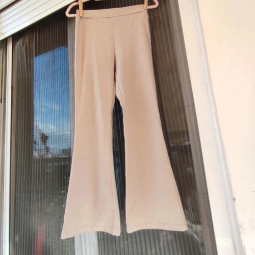 Beige elastic flare pants used, size Small, spring summer