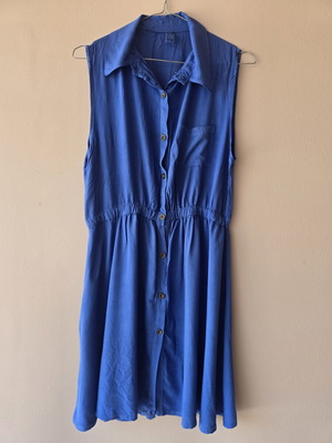 Blue sleeveless shirt dress like new, casual summer style
