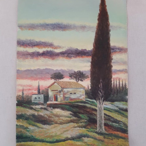 Old painting on canvas 50 x 35.5 cm used