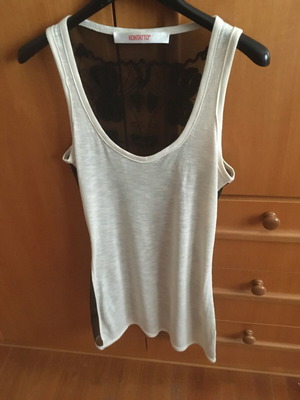 Kontatto sleeveless top with transparency like new, black and beige
