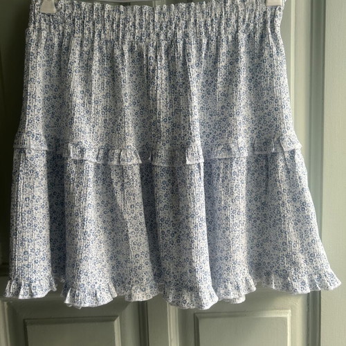 Primark floral mini skirt white with ruffles XS-S like new