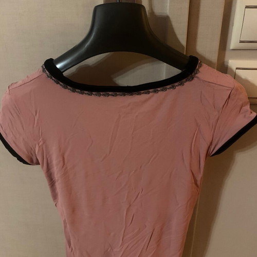 Morgan pink top like new with black velvet details, size L