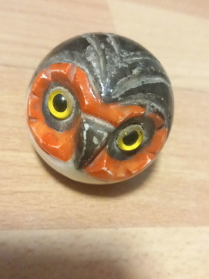 Alabaster stone with hand-carved owl head paperweight, like new