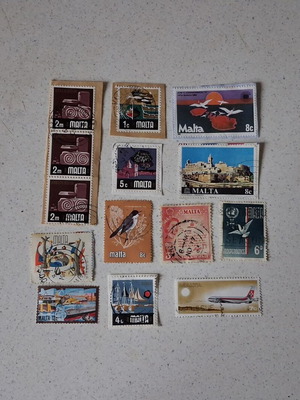 Malta stamps used, collection of 14 from 1970s and 1980s