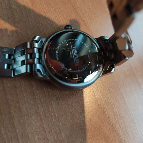 Nautica women's quartz watch with blue dial and stainless steel bracelet used