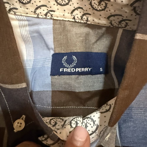 Fred Perry Women's Summer Shirt like new, blue and brown, size S