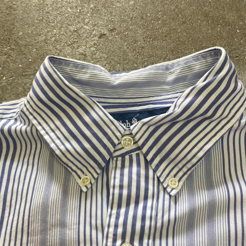 Ralph Lauren Blake Long Sleeve Shirt, Light Blue White Pinstripe, L