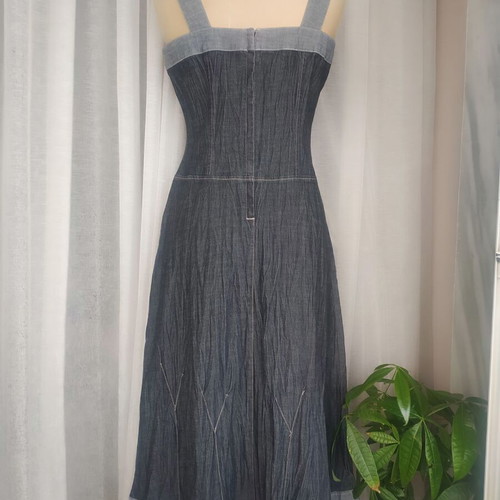 Victorian Edwardian dress Julie Guerlande new, gray denim size 38