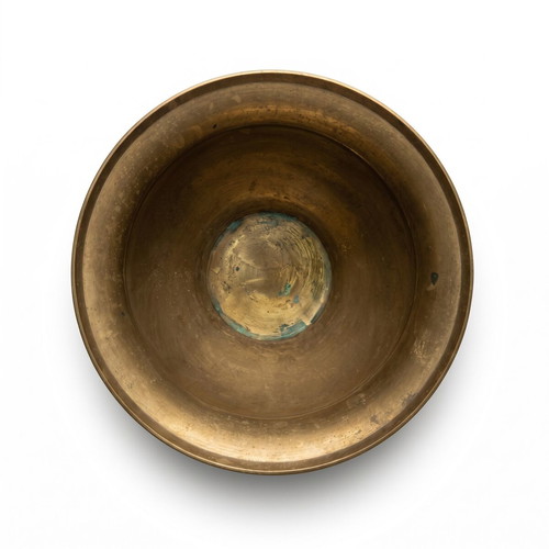 Vintage brass decorative vase with engraved motifs and enamel