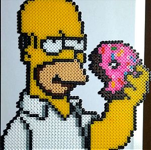 Χειροποίητο διακοσμητικό pyssla The Simpsons (Χειροτεχνία με χάντρες που λιώνουν-Ironing beads)
