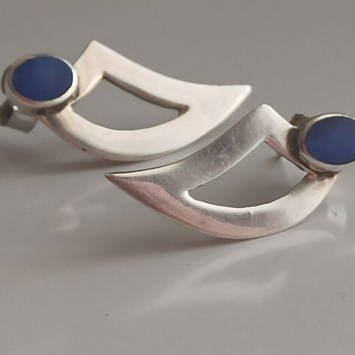 Handmade silver 925 earrings with lapis lazuli like new