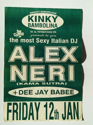 Club Kinky Bambolina poster with Alex Neri used 32x47cm