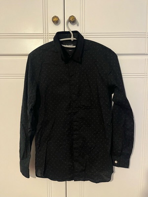 The Kooples shirt black with subtle polka dot design, like new