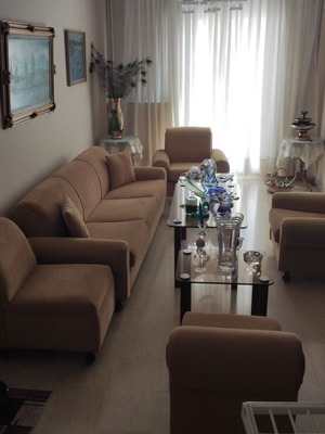 Living room set with three-seat sofa and 4 armchairs like new