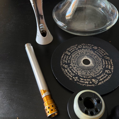 Alpha S Hookah used with glass, hose, and handle