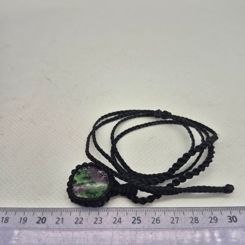 Ruby Zoisite Crystal Macrame Necklace new