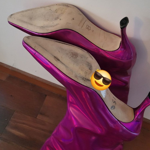 By Far Stevie 99 Knee High Boots New, Fuchsia Iridescent Size 41