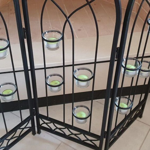 Decorative Fireplace Screen made of solid iron with 12 glass candle holders new