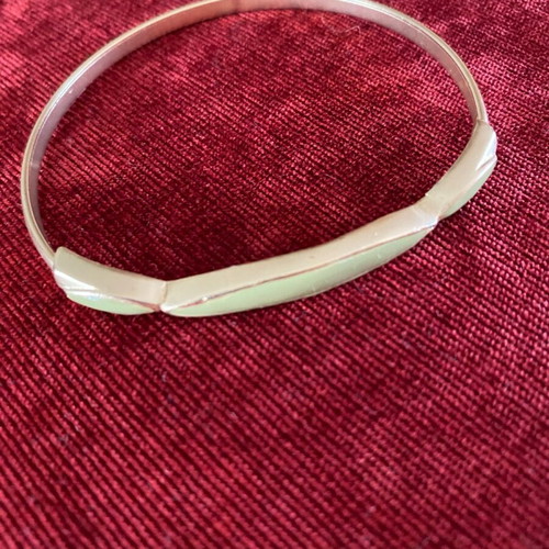 Bracelet-handcuff metal bronze with green enamel, like new
