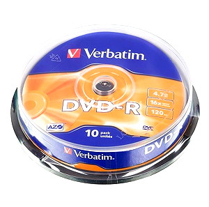 Dvd-r Verbatim 4.7gb 16x 120min Cake Box 10 τεμαχίων 43523