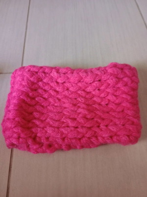 Knitted neck warmer handmade pink-fuchsia