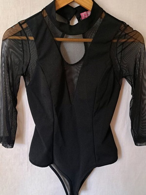 See-through bodysuit like new, black with open neckline and back
