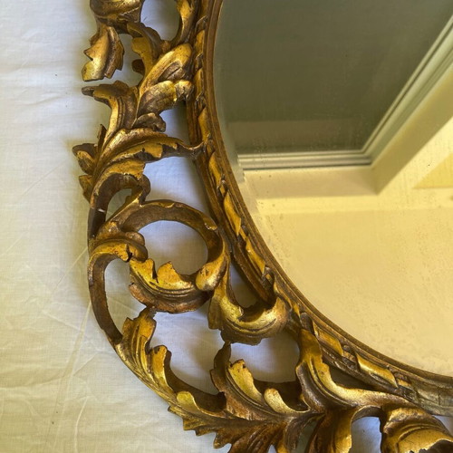 Antique mirror used with hand-carved frame over 100 years old