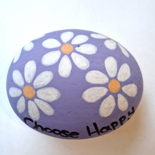 Santorini hand-painted volcanic stone with acrylic colors