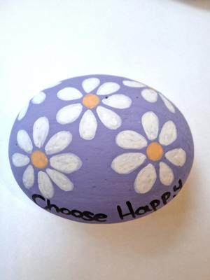 Santorini hand-painted volcanic stone with acrylic colors