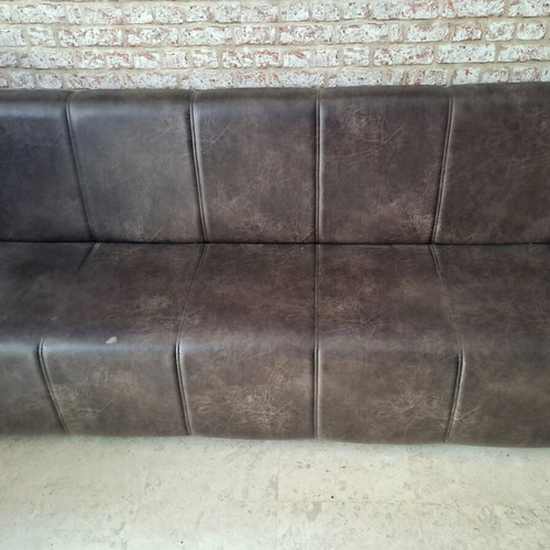 Almeco sofa dark brown leatherette with high back used 2m