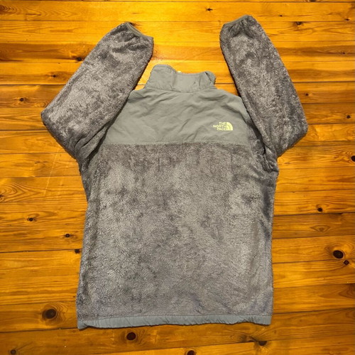 The North Face Denali women's vintage jacket used, gray with neon yellow