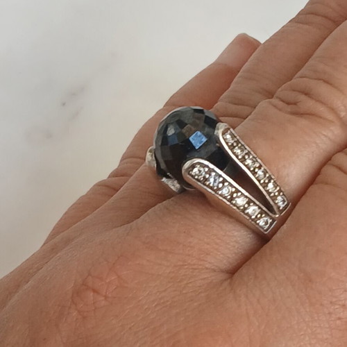 925 silver large ring with zirconia, 18.5 mm