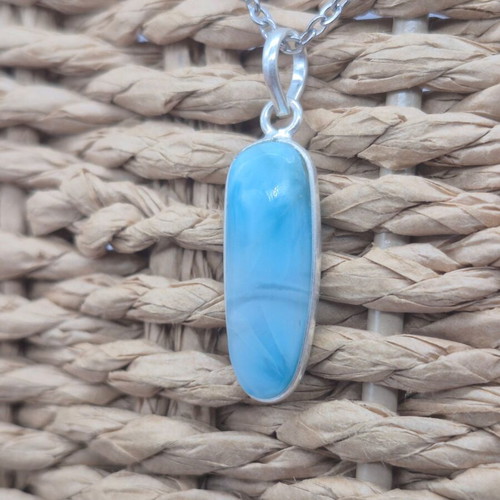 Larimar Silver 925 Necklace with Stainless Steel Chain