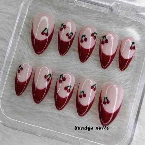 Cherry French press on nails set new 10 pieces