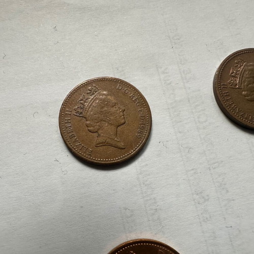 One penny coins used, pack of 8, Great Britain