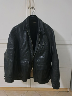 Leather jacket used, size large, black, 100% genuine