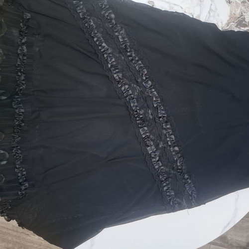 Mary Lides Gothic Lolita black skirt with lace and ribbons, L